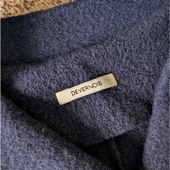 Devernois Navy Oversized Wool Long Sleeve Textile Long Coat, size 1/S - Picture 3 of 8
